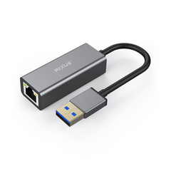 Rixus RXEA02 USB 3.0 Gigabit-Netzwerkkarte USB zu RJ45 Adapter Grau