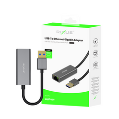 Rixus RXEA02 USB 3.0 Gigabit-Netzwerkkarte USB zu RJ45 Adapter Grau