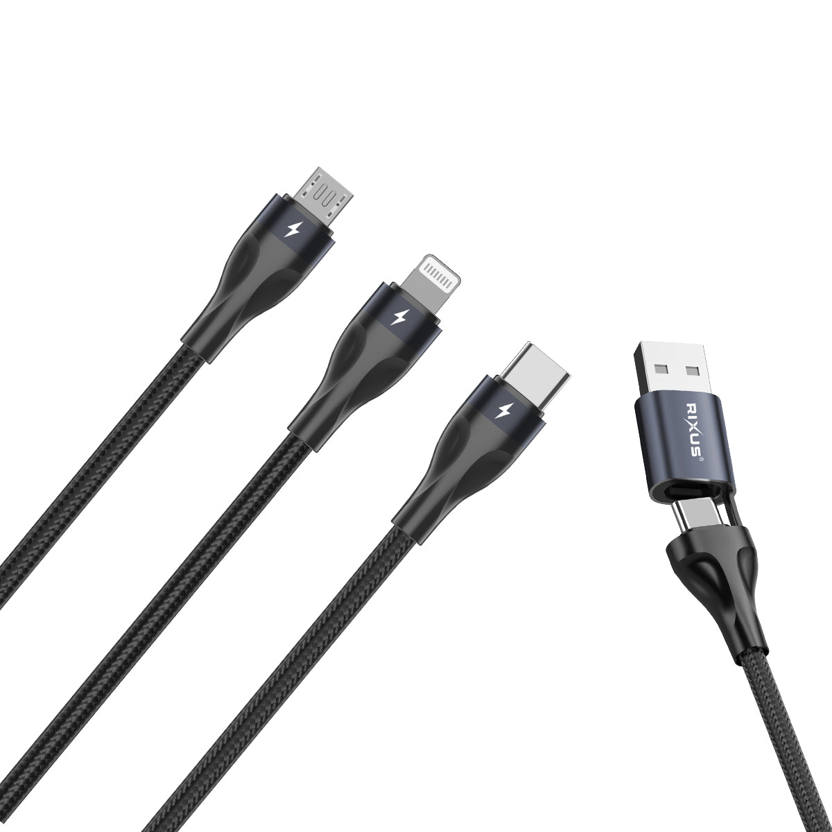Rixus RXUC23 Two-For-Three Fast Charging Cable