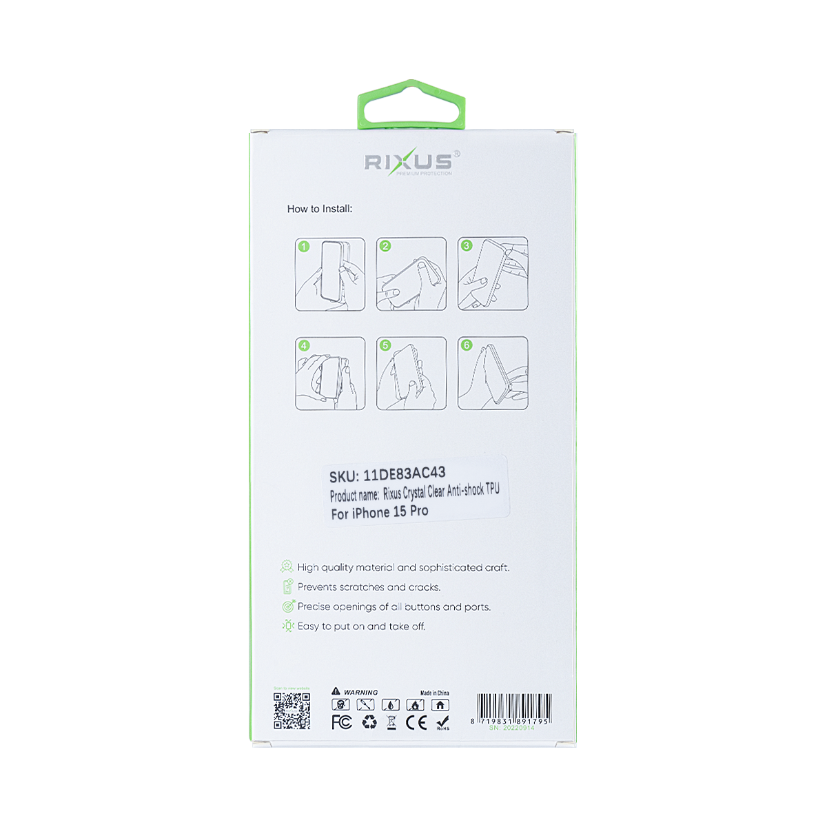 Rixus For iPhone 15 Pro Crystal Anti-shock TPU