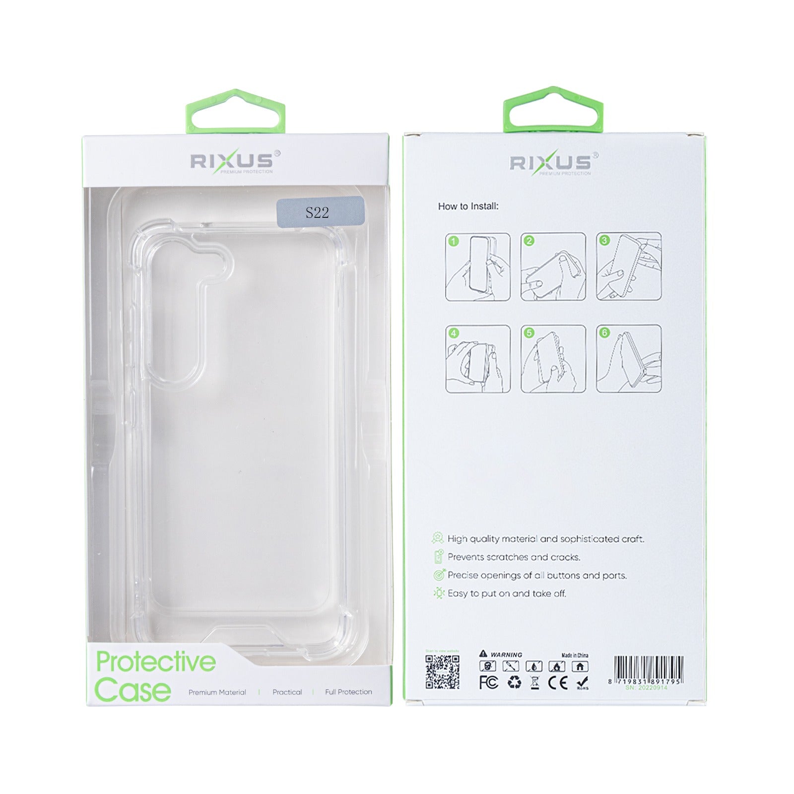 Rixus Anti-Burst Case For Samsung Galaxy S22 5G S901B