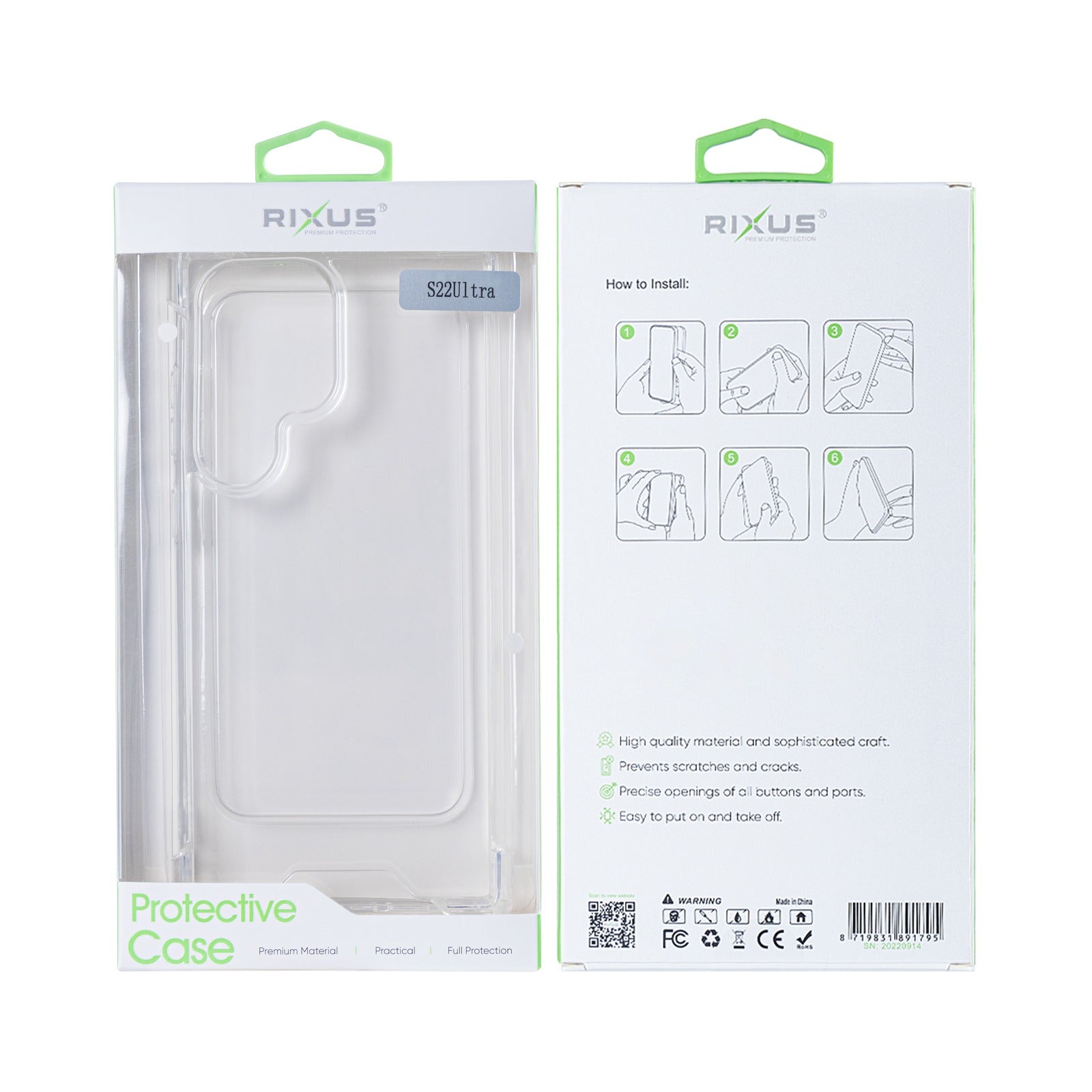 Rixus Anti-Burst Case For Samsung Galaxy S22 Ultra 5G S908B