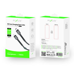 Rixus RXU71CA Nylongeflochtenes USB-C-auf-Lightning-Kabel 1,2 m