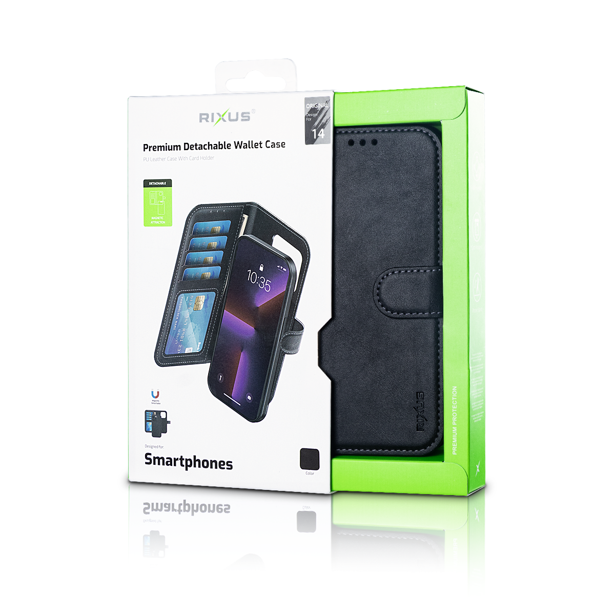 Rixus For iPhone 14 Duo Magnetic Detachable Wallet