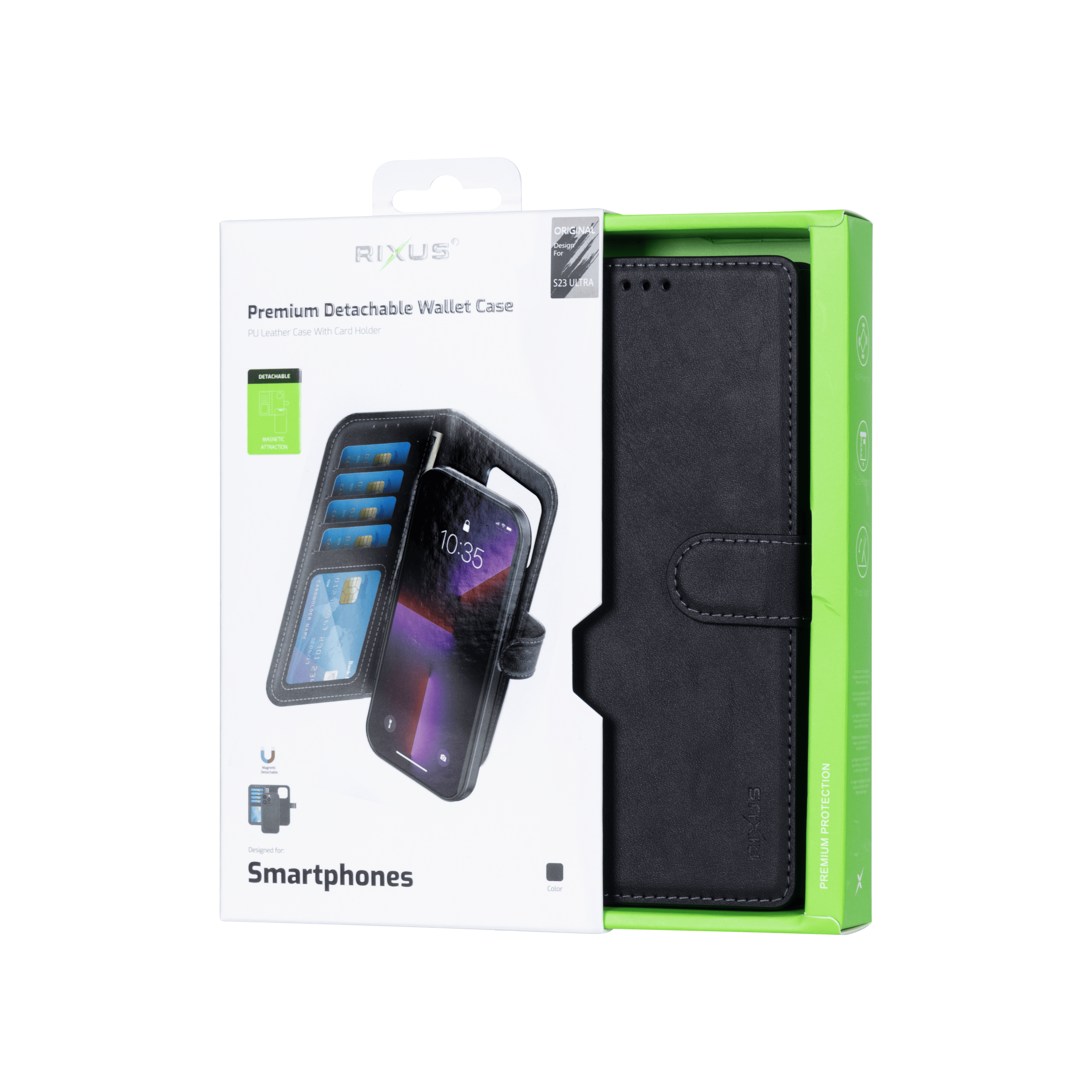 Rixus For Samsung Galaxy S23 Ultra Duo Magnetic Detachable Wallet
