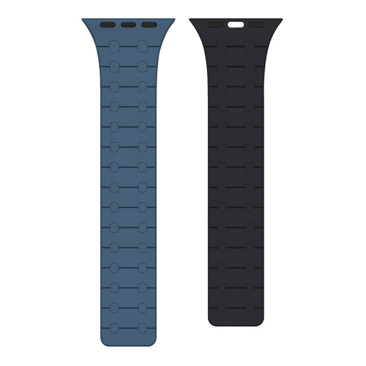 Rixus Für Apple Watch, 44mm, 45mm, 49mm Silikonarmband mit Magnet Blau +