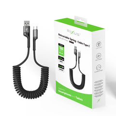 Rixus RXUC17AC aufrollbares Federkabel USB-A auf Typ-C