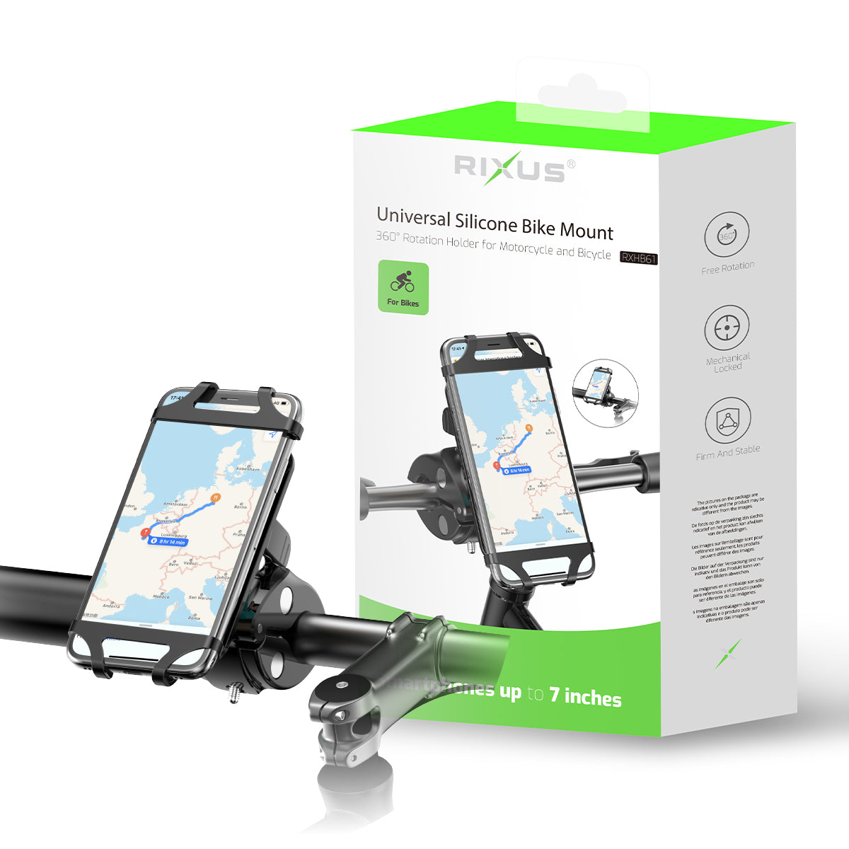 Rixus RXHB61 Bike Mount Handlebar Silicone Holder