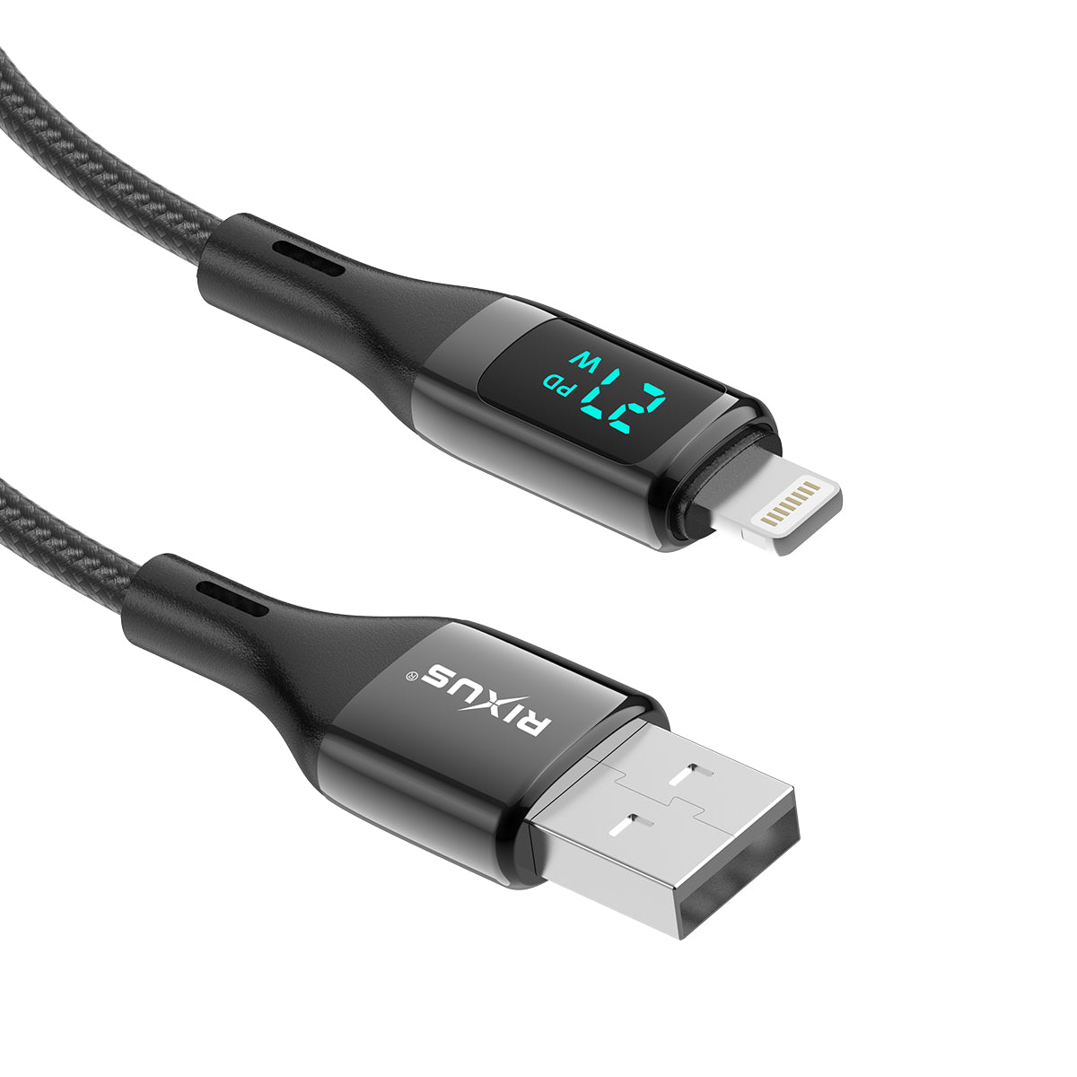 Rixus RXUC28AL Braided USB To Lightning Cable With LED Display