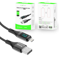 Rixus RXUC28AL Geflochtenes USB-zu-Lightning-Kabel mit LED-Anzeige
