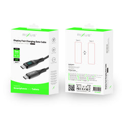 Rixus RXUC28C geflochtenes USB-C Kabel mit LED-Anzeige