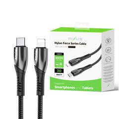 Rixus RXUC37L USB-C auf Lightning Schnellladekabel Nylon