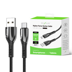 Rixus RXUC37AC Ladekabel USB-A auf USB-C geflochtenes Nylon