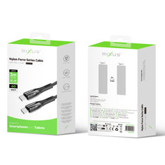 Rixus RXUC39C Schnellladekabel USB-C auf USB-C Geflochtenes Nylon