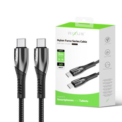 Rixus RXUC39C Schnellladekabel USB-C auf USB-C Geflochtenes Nylon