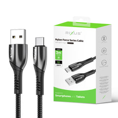 Rixus RXUC39AC Ladekabel USB-A auf USB-C geflochtenes Nylon