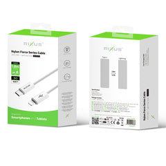 Rixus RXUC08L Schnellladekabel USB-C auf Lightning, geflochtenes Nylon