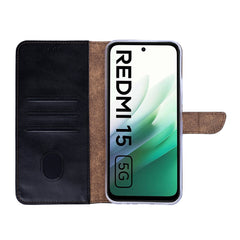 Rixus Bookcase für Xiaomi Redmi 15 Schwarz