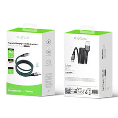 Rixus RXUC66AC Magnetisches Ladekabel USB-A auf USB-C 100cm 15W