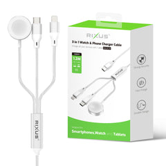 Rixus RXUC33 3-in-1 Uhren- und Handy-Ladekabel 1,2 m 60 W