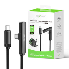 Rixus RXUC11 USB-C auf USB-C Kabel gewinkelt mit Ständer 100W