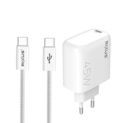Rixus RXHC45C Schnellladegerät USB-C Kabel 1.8m 45W Weiß