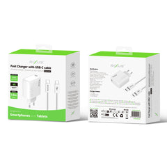 Rixus RXHC45C Schnellladegerät USB-C Kabel 1.8m 45W Weiß