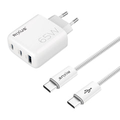 Rixus RXHC65C Schnellladegerät USB-C Kabel 1,8 m 65W Weiß