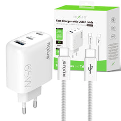 Rixus RXHC65C Schnellladegerät USB-C Kabel 1,8 m 65W Weiß