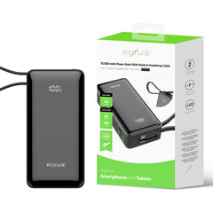 Rixus RXPB01B Powerbank mit integriertem Handschlaufenkabel