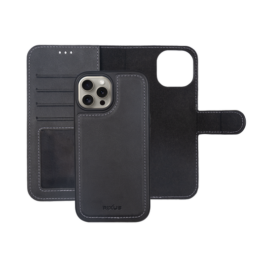 Rixus For iPhone 16 Pro Duo Magnetic Detachable Wallet