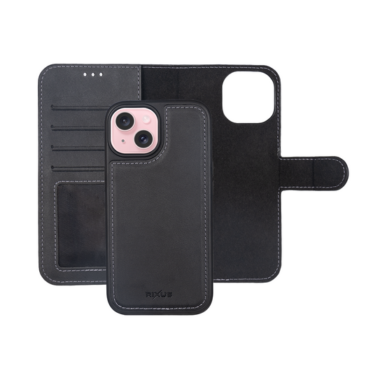 Rixus For iPhone 16 Plus Duo Magnetic Detachable Wallet
