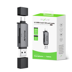 Rixus RXCR02 4-1 USB 3.0, USB-C auf SD/TF-Kartenleser