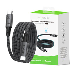 Rixus RXUC03 Magnetisches USB-C 4.0 auf USB-C Kabel Einfach aufrollbar
