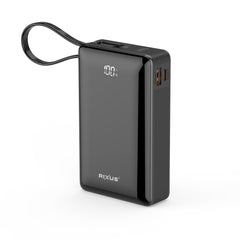 Rixus RXPB02B Digitalanzeige Powerbank mit integriertem USB-C-Kabel