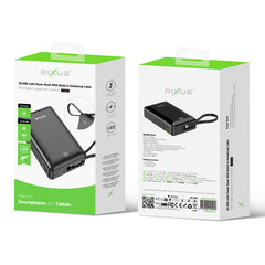 Rixus RXPB02B Digitalanzeige Powerbank mit integriertem USB-C-Kabel