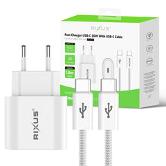 Rixus RXHC30C Schnellladegerät USB-C auf USB-C Kabel