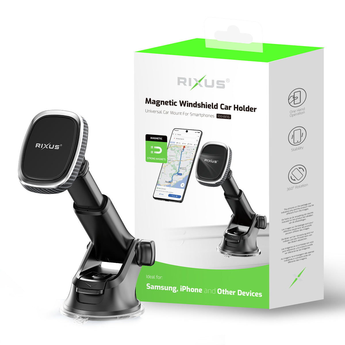 Rixus RXHM16 Magnetic Phone Mount Dashboard Car Phone Holder