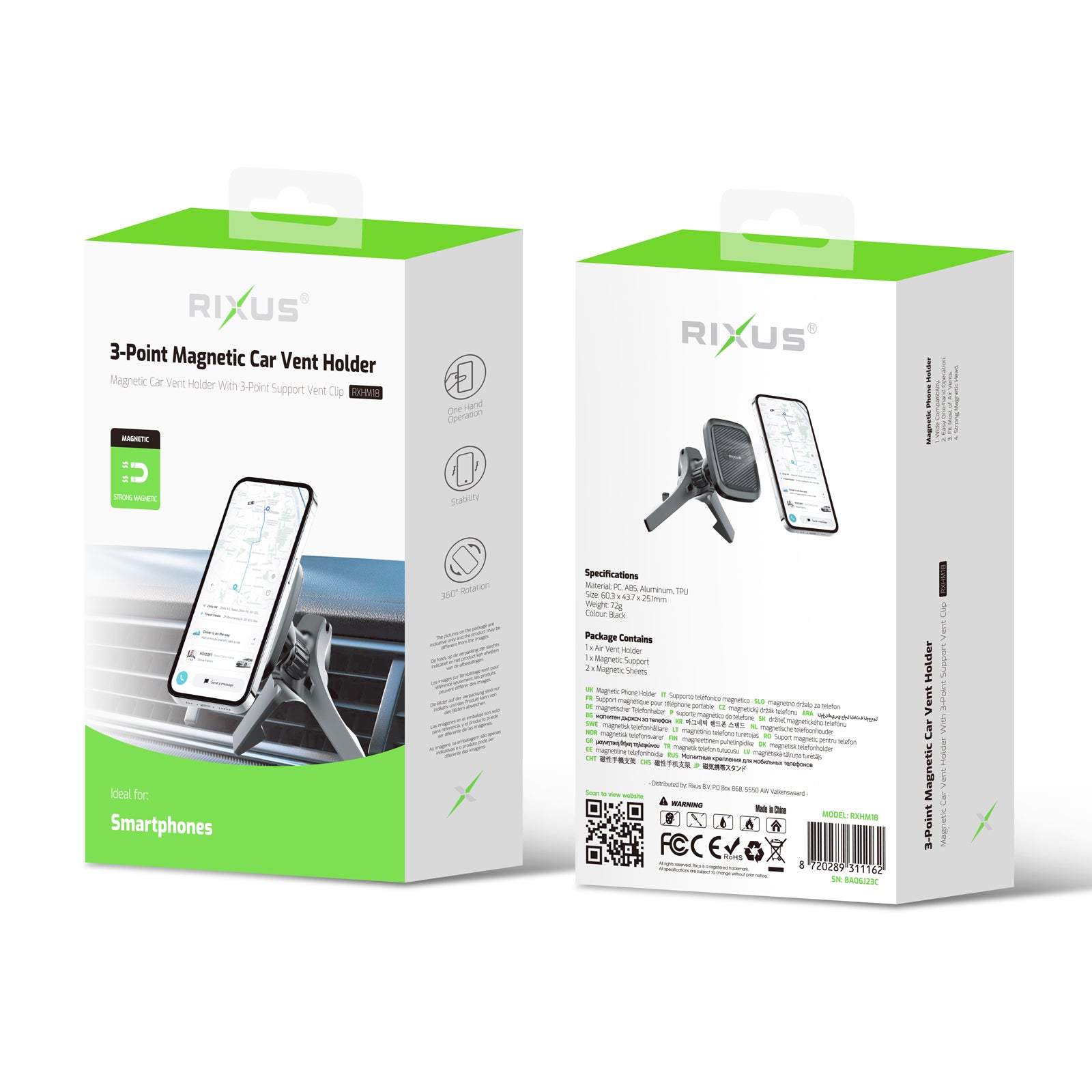 Rixus RXHM18 Magnetic Car Air Vent Phone Holder for Mercedes