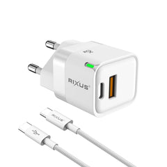 Rixus RXHC11 25W Wandladegerät-Kit mit USB-C-zu-USB-C-Kabel