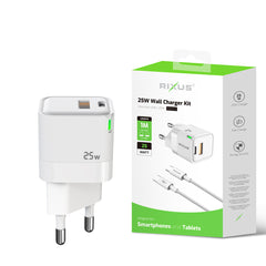 Rixus RXHC11 25W Wandladegerät-Kit mit USB-C-zu-USB-C-Kabel