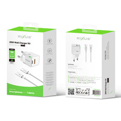 Rixus RXHC11 25W Wandladegerät-Kit mit USB-C-zu-USB-C-Kabel