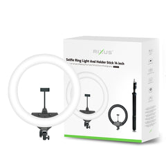 Rixus RXLG14 Selfie-Ringlicht und Haltestab 14 Zoll