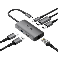 Rixus RXHU07 USB-C auf Ethernet HDMI Adapter mit Dockingstation