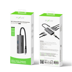 Rixus RXHU07 USB-C auf Ethernet HDMI Adapter mit Dockingstation