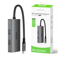 Rixus RXHU07 USB-C auf Ethernet HDMI Adapter mit Dockingstation