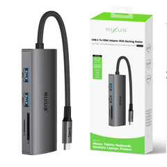 Rixus RXHU10 USB-C-auf-HDMI-Adapter mit Dockingstation