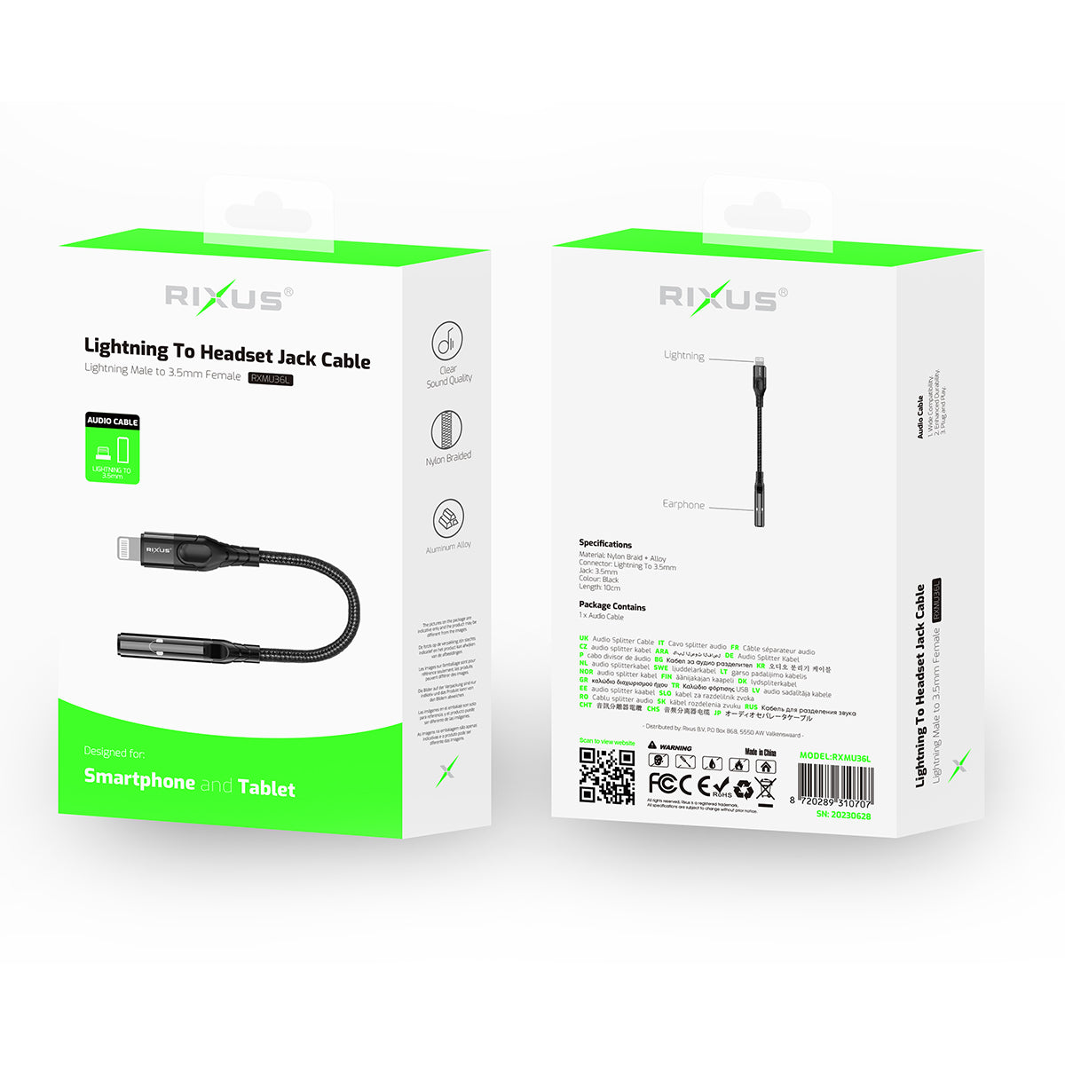 Rixus RXMU36C USB-C to Audio Adapter Female 10cm