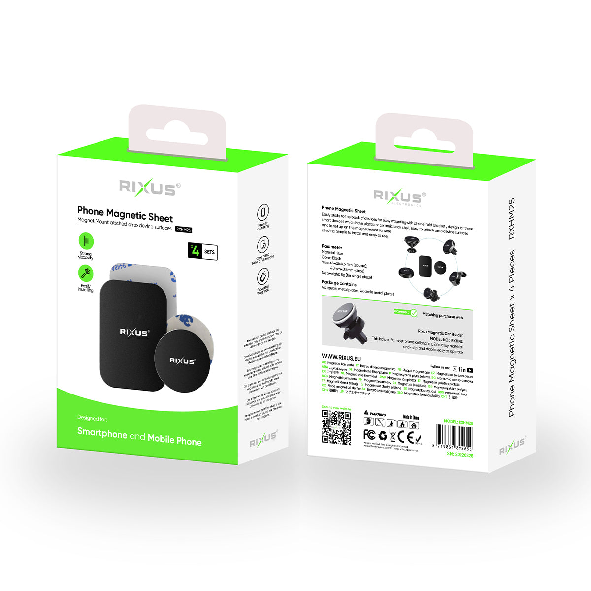Rixus RXHM25 Phone Magnetic Sheet 4 Sets