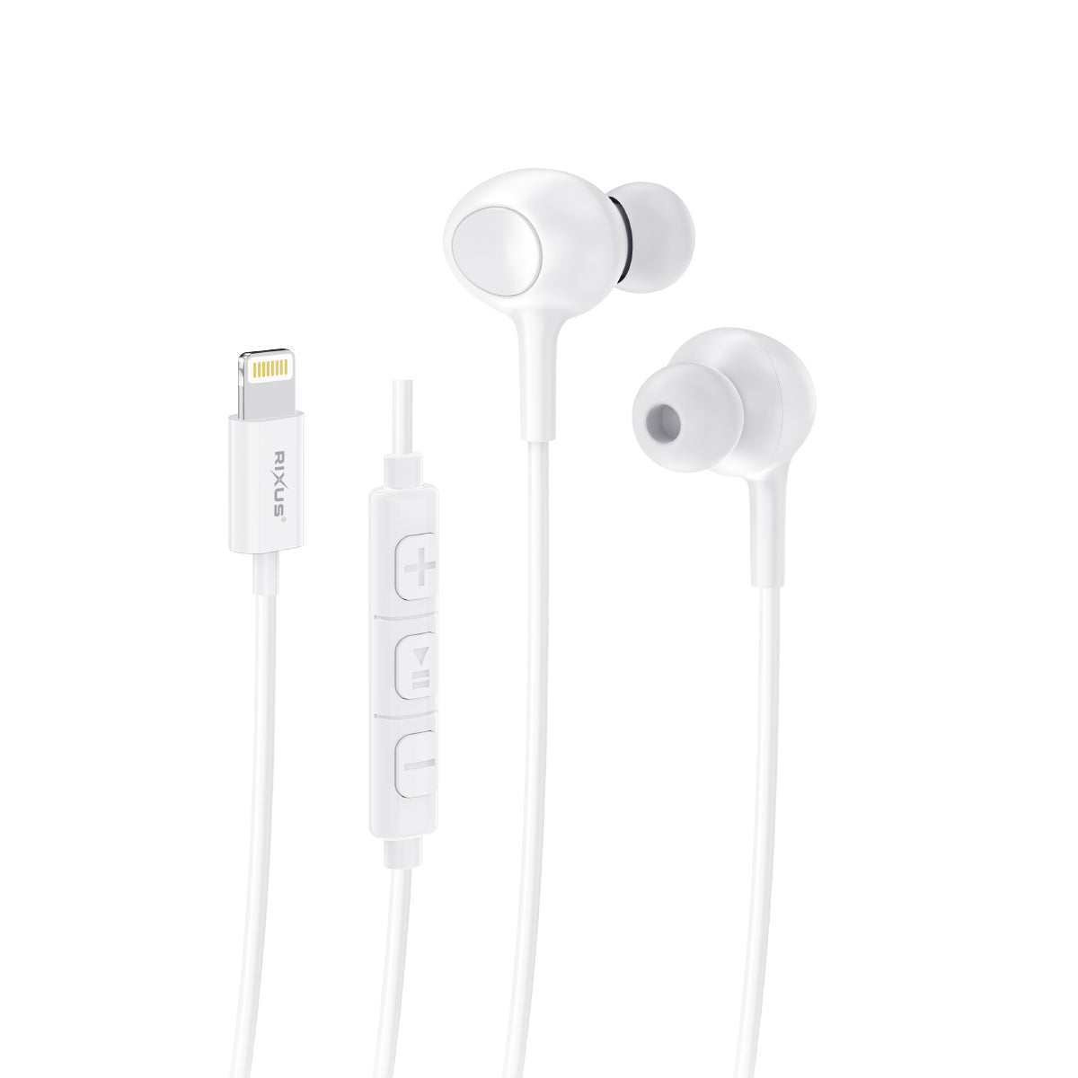 Rixus RXHD56LW Lighting Wired Earbud Type Headphone With Microphone